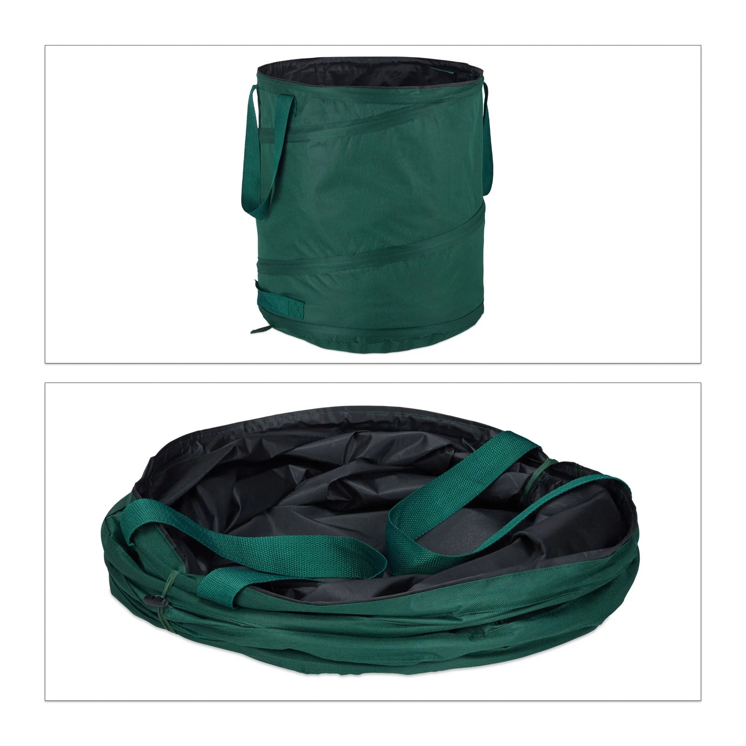 Relaxdays Laubsack 3er Set Oxford Polyester Grün Selbstaufstellend 85, 46 cm x 46 cm