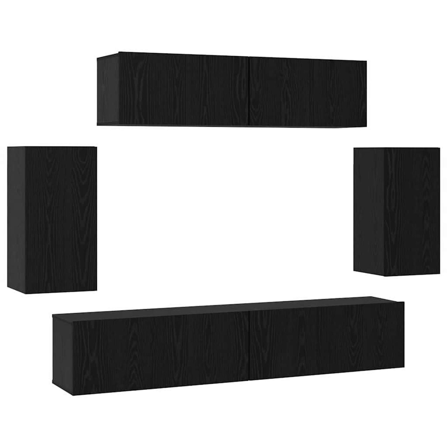 vidaXL TV-Schrank-Set 6-Tlg Schwarz Eichen-Optik 80 x 30 x 30 cm 3393433 günstig online kaufen