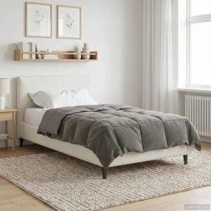 vidaXL Sommerdecke Gepolstert Hellgrau 140 x 220 cm Mikrofaser 42025923