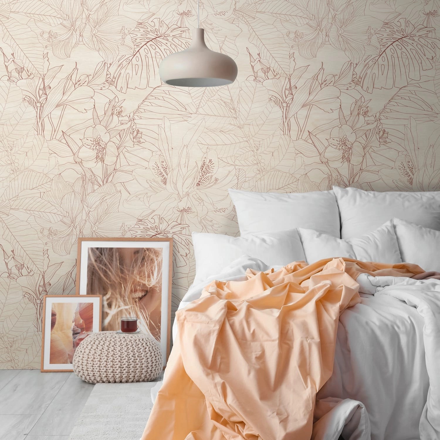 PROFHOME 398861-GU Fototapete Blumen Matt Beige Creme-Weiß Braun 1,59 m x 2 günstig online kaufen