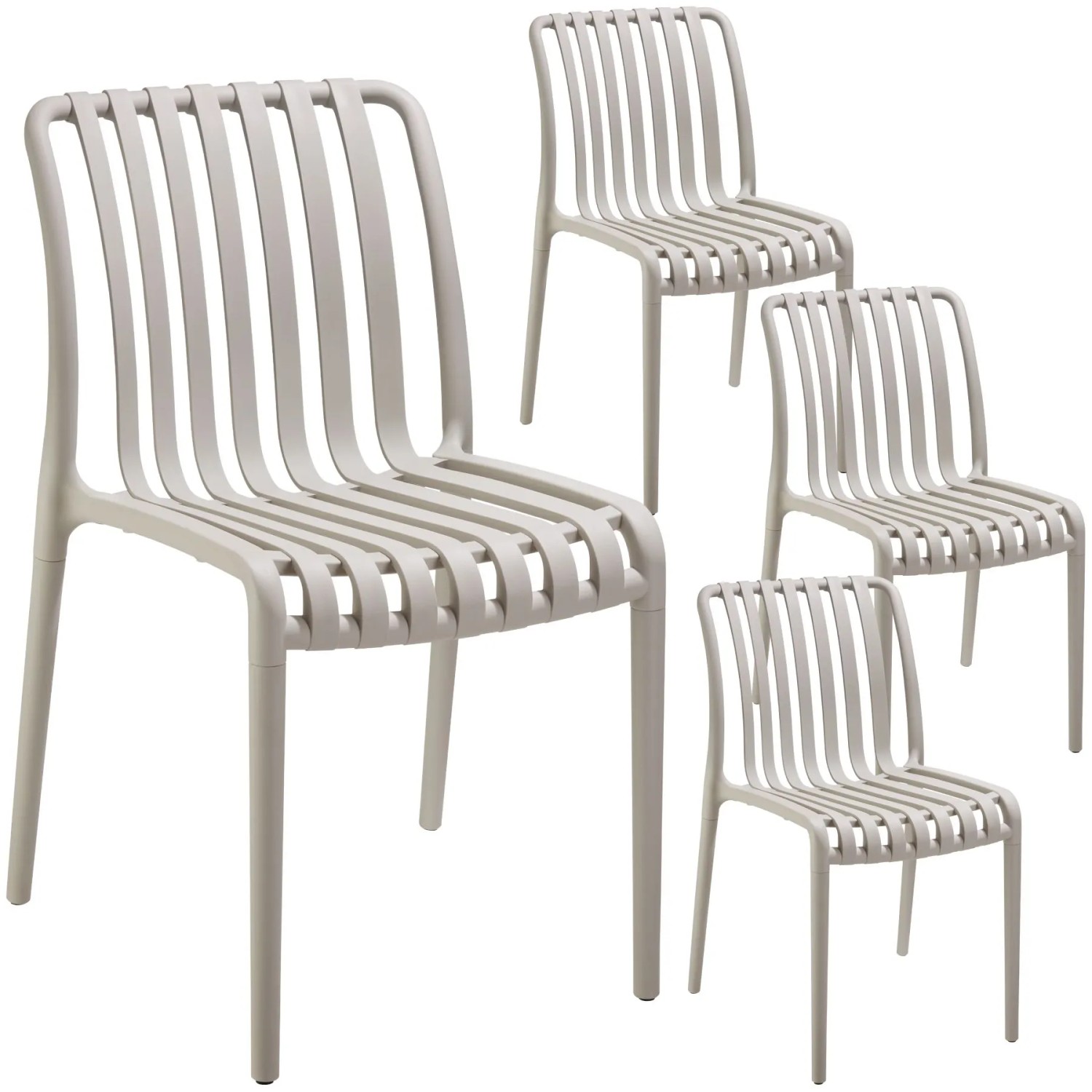 Tectake Gartenstühle Alcudia Wetterfest und Uv Beständig Platzsparend und Stapelbar 4Er Set 58 x 47 x 80 50 cm Taupe