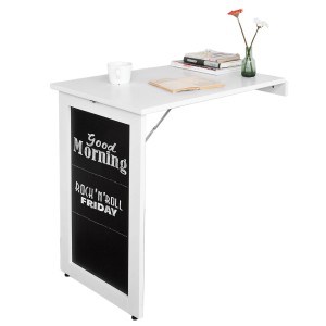SoBuy Wandtisch FWT20-W, weißer Klapptisch mit Tafel, als Bartisch oder Schreibtisch nutzbar.