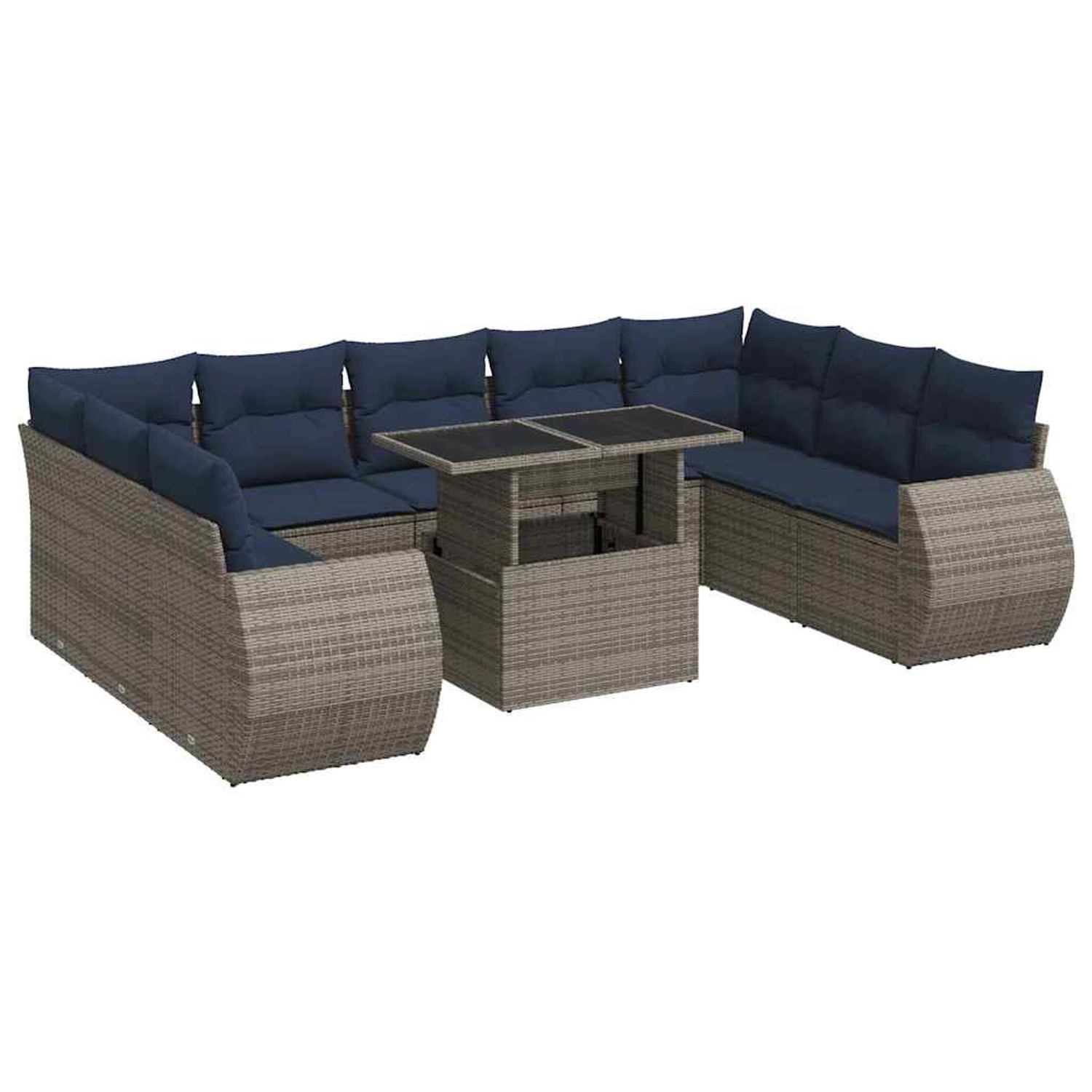 vidaXL 10-Tlg Garten-Sofagarnitur mit Kissen Grau Poly Rattan Akazie 332670 günstig online kaufen