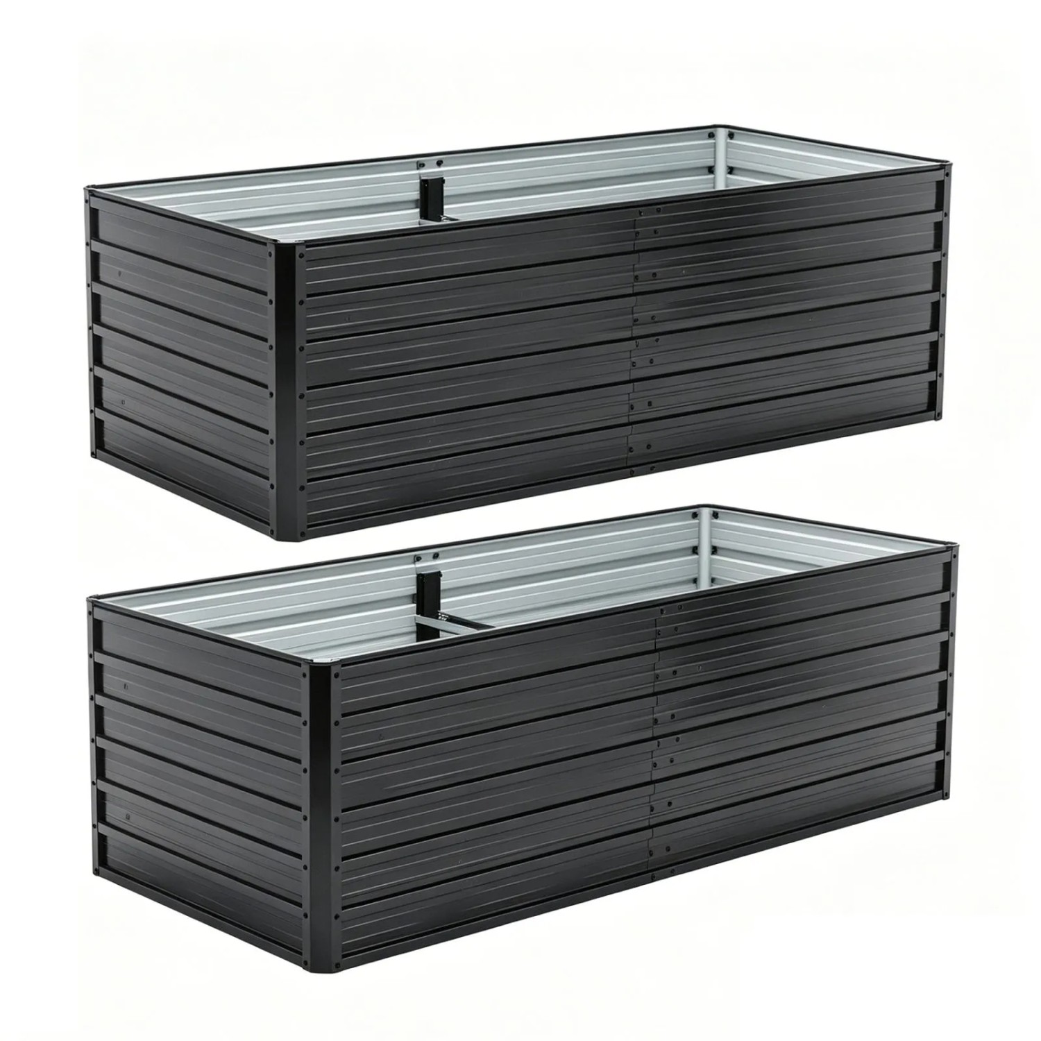 PXloue 2er Set Hochbeet mit Offenem Boden Schwerlast Pflanzbeet Holzmaserung Schwarz 190x90x64cm
