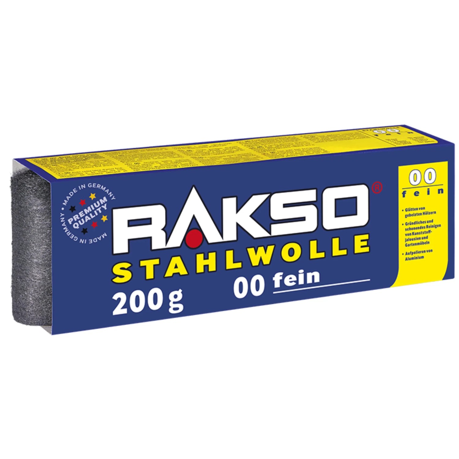 RAKSO Stahlwolle Banderole Sorte 00 Fein 1 x 200g