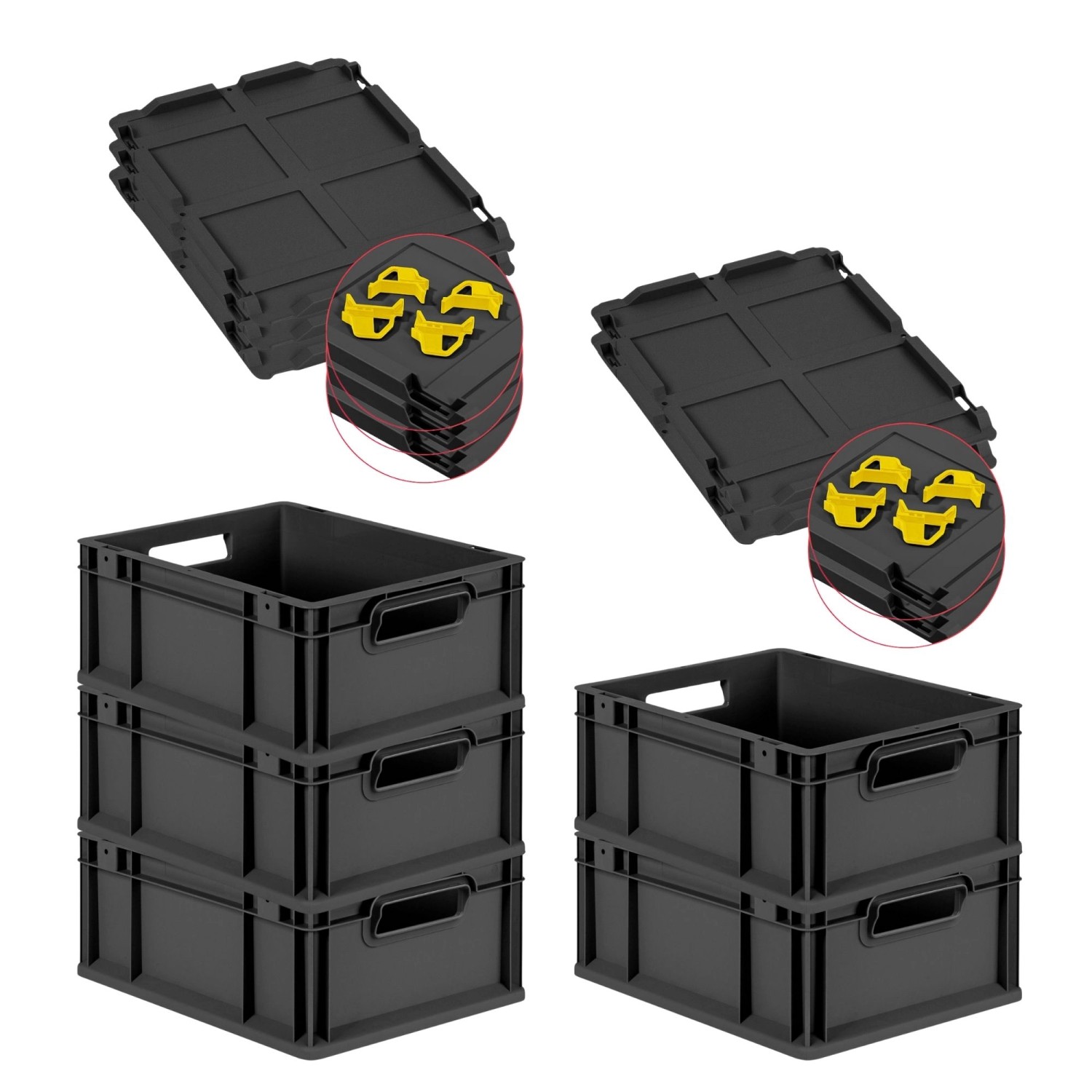 PROREGAL SuperSparSet 5x Eurobox Nextgen Grip Mit Scharnierdeckel Und Gelbe günstig online kaufen