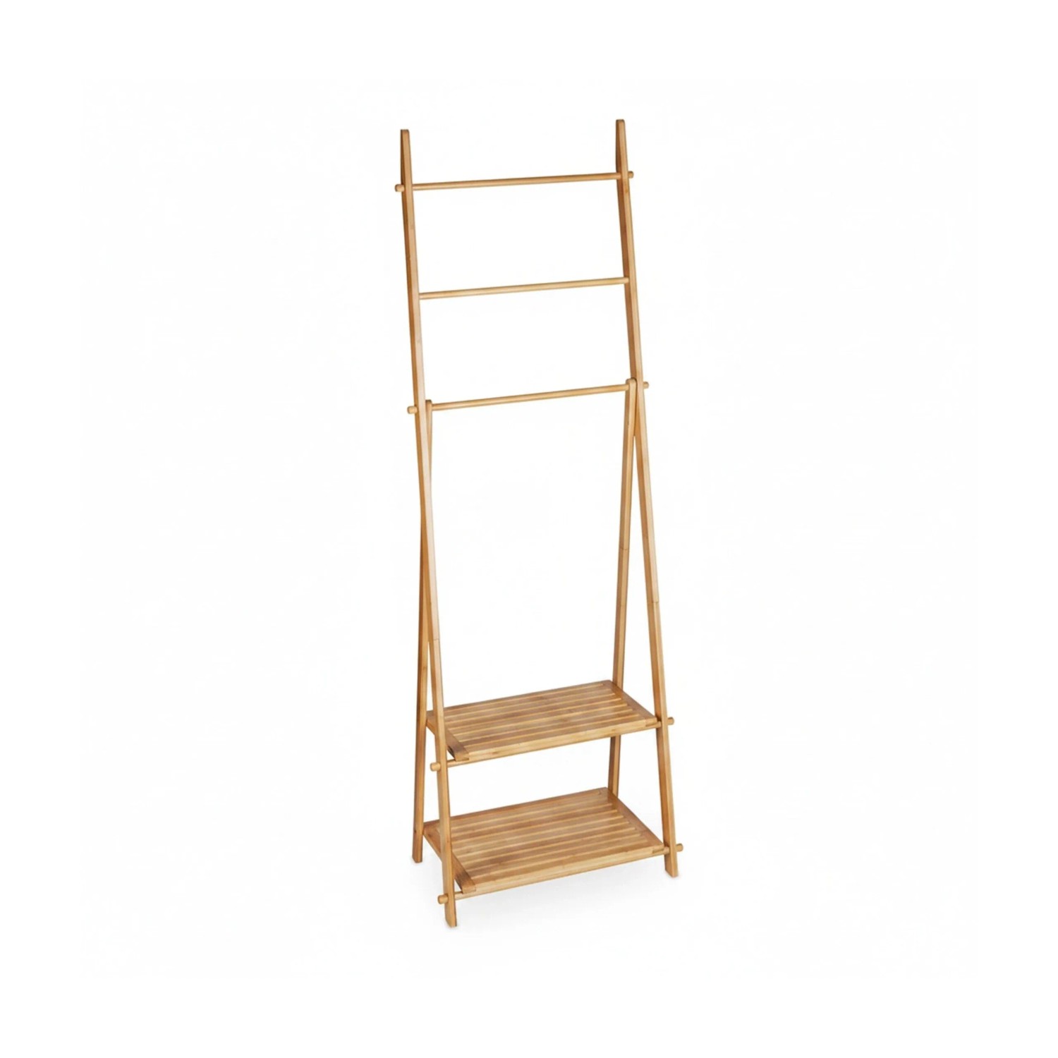 Relaxdays Handtuchständer Bambus Natur Freistehend mit 3 Stangen 153 cm x 53,5 cm x 30 cm 2,9 kg