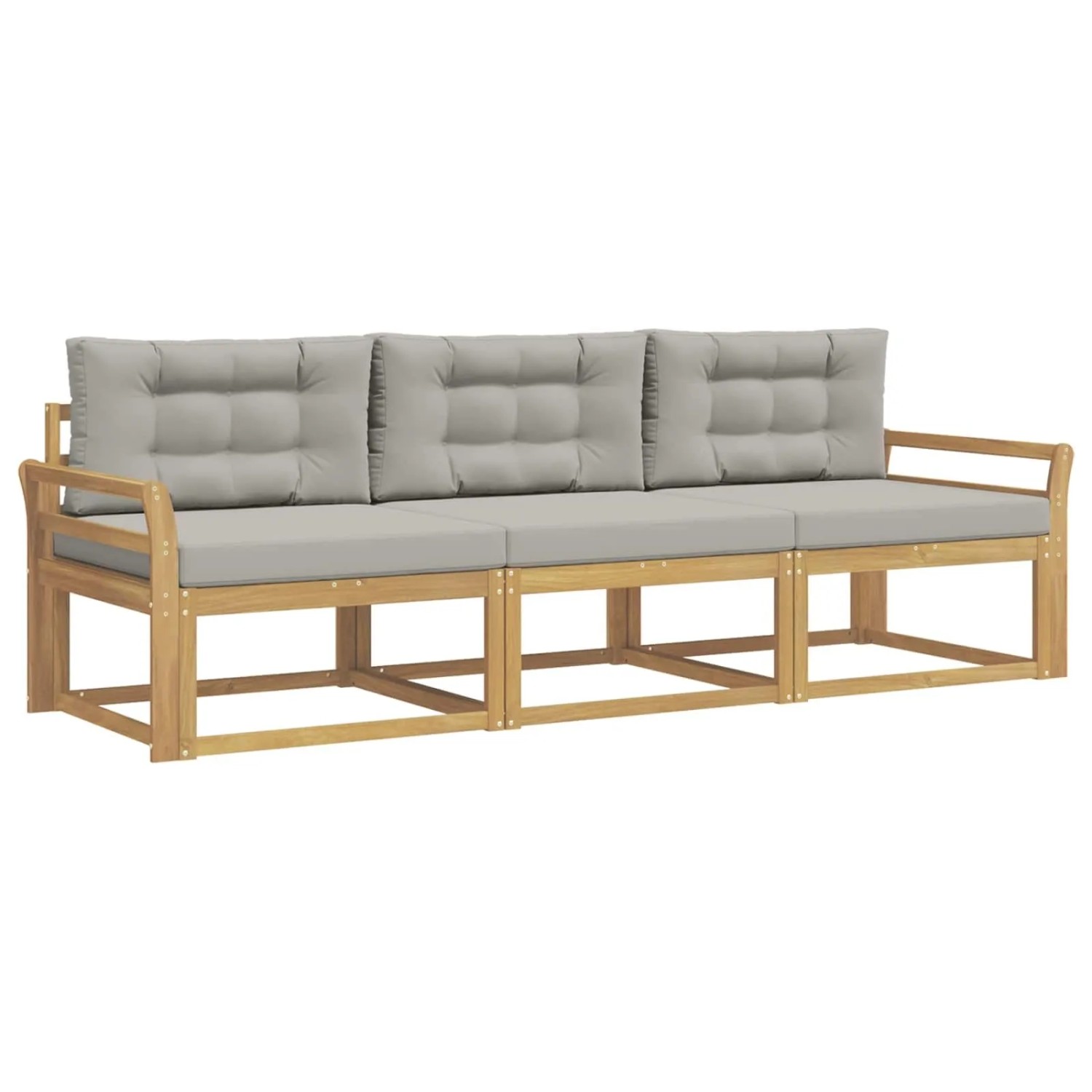 vidaXL Outdoor-Sofagarnitur 3 Stk Weiß und Hellgrau Polyester 3385990