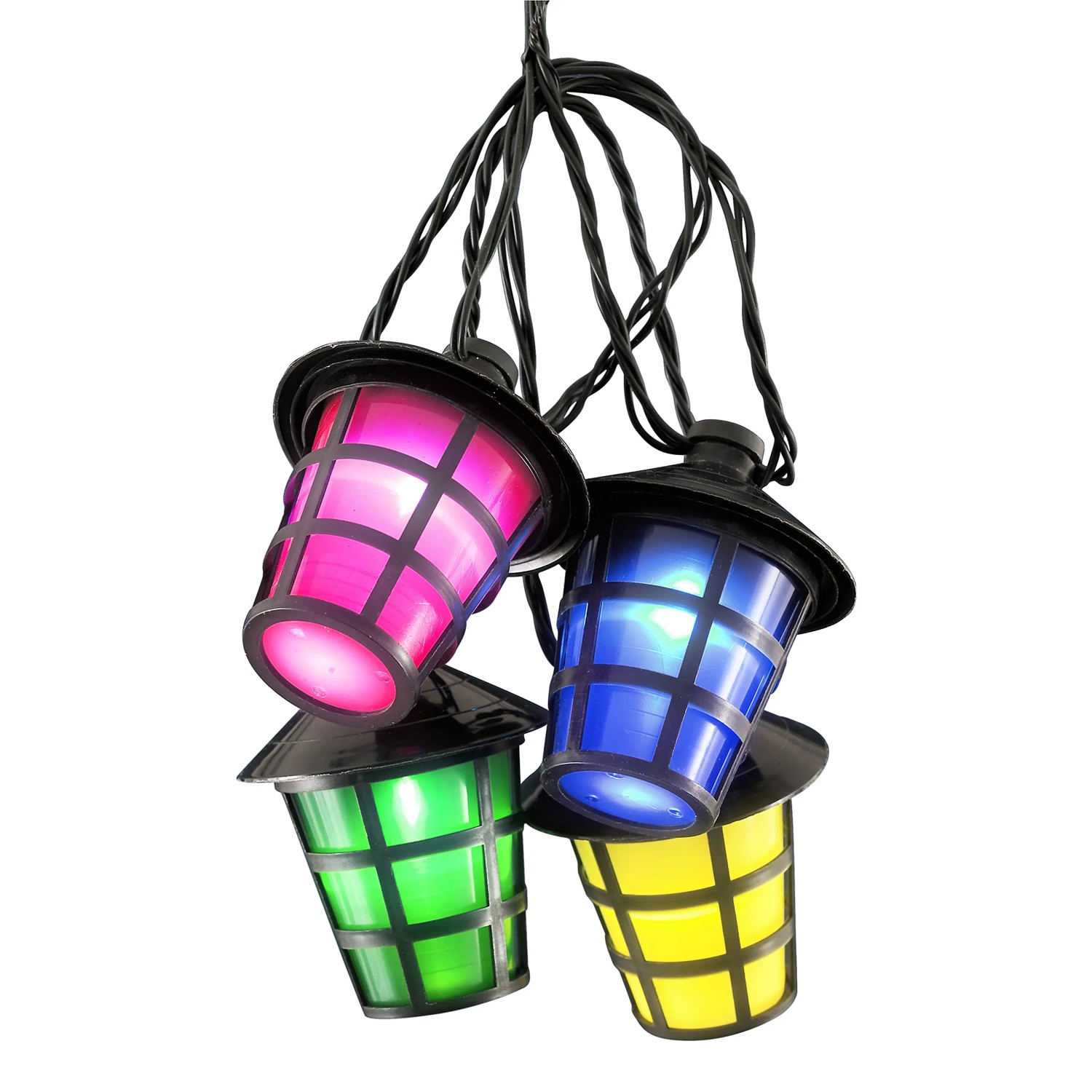 Konstsmide LED Lampion Lichterkette, 20 bunten Laternen 24V, Außentrafo