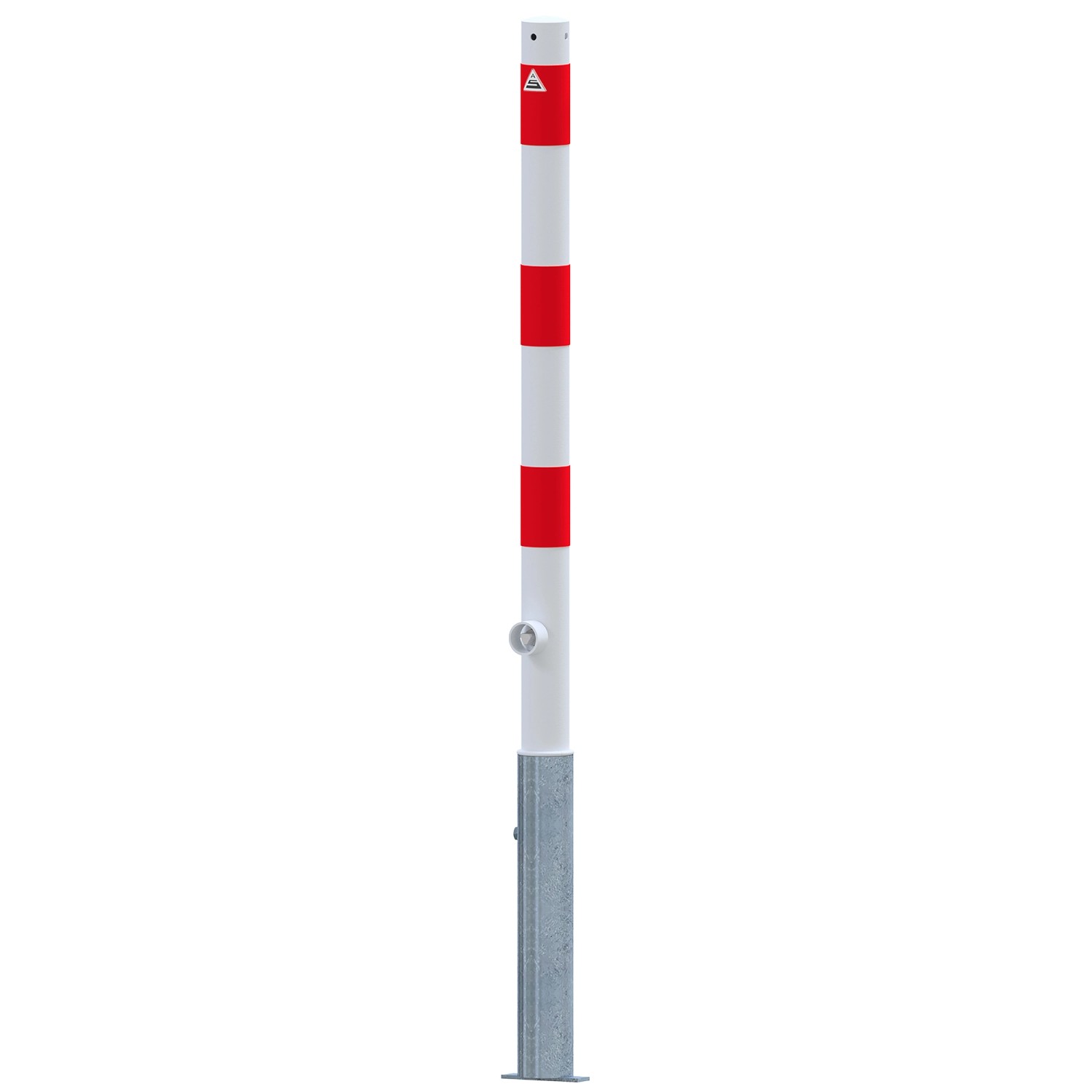 Schake Absperrpfosten Herausnehmbar Dreikant Feuerverzinkt Ø 60 mm Weiß Rot