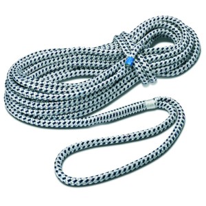 Seilflechter Festmacher Taifun, 8 m, 14 mm, weiß-schwarz, gespleißt und getakelt.