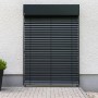Schellenberg Raffstore Express mit Motor, 180x220 cm, Anthrazit, montiert an Fassade. Sonnenschutz für Fenster.