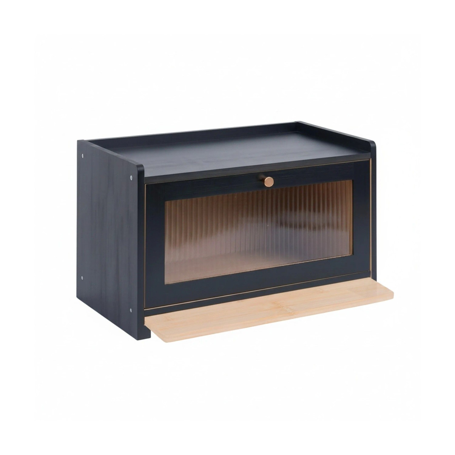 Relaxdays Brotkasten Bambus Schwarz Mit Schneidebrett 26 x 40 x 25 cm