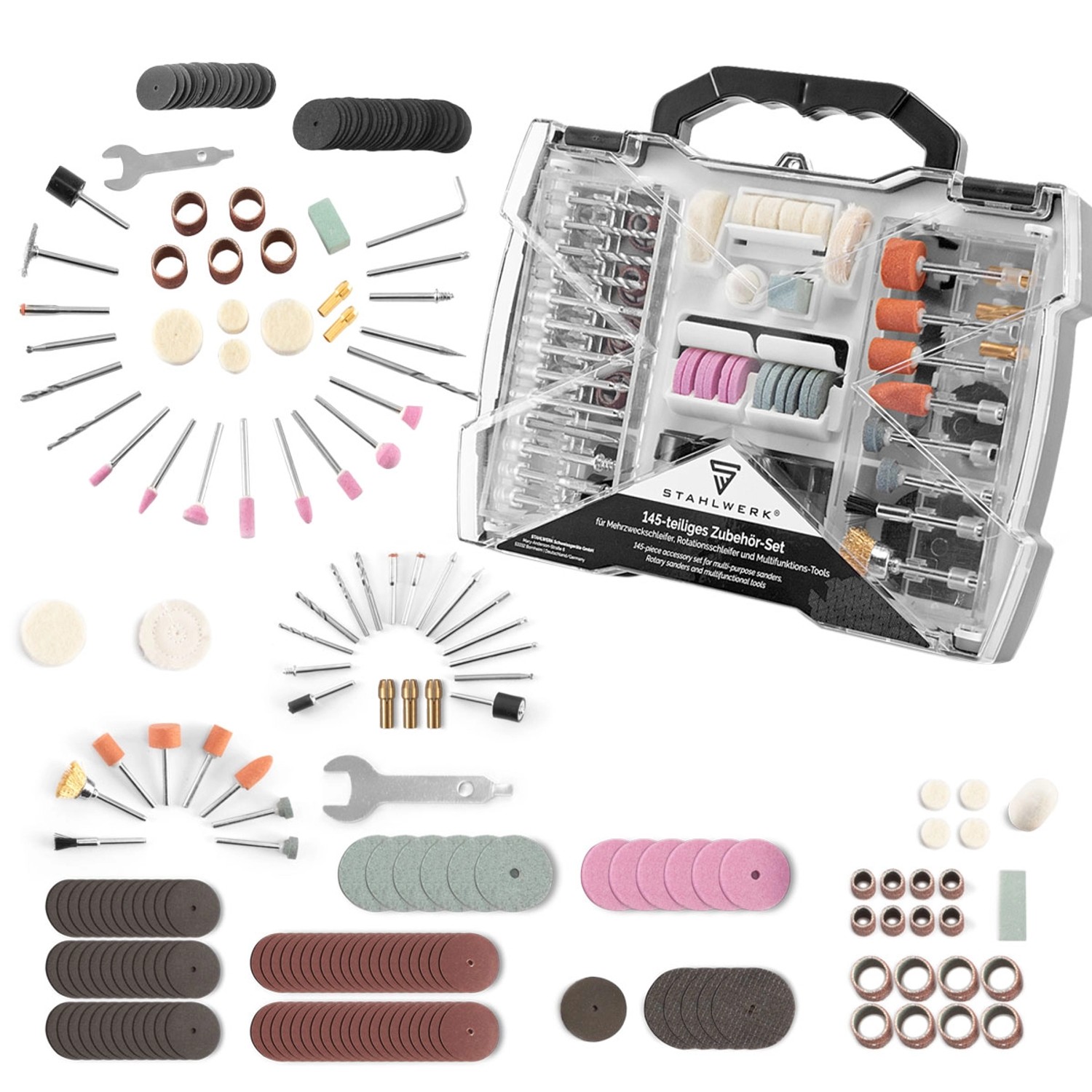 STAHLWERK Schleif Zubehör Set 225 Teile Mehrzweckschleifer Rotationsschleif günstig online kaufen