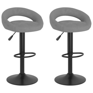 DELUKE Barhocker KALSII Höhenverstellbar 2er Set Hellgrau Samt Barstühle Drehbar Küchenhocker Thekenhocker Für Küche Hausbar