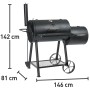 Schwarzer Jamestown Smoker Charlton Holzkohlegrill mit Maßen 142x146x81 cm.