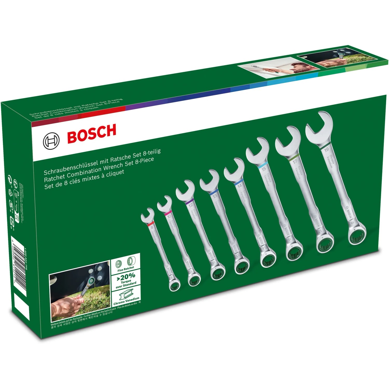 SATA Schraubenschlüssel-Set Metrisch – 8-teilig, Ringmaulschlüssel, Silber