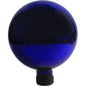 Blaue Rosenkugel, Ø 15 cm, aus Glas für die Gartendekoration.