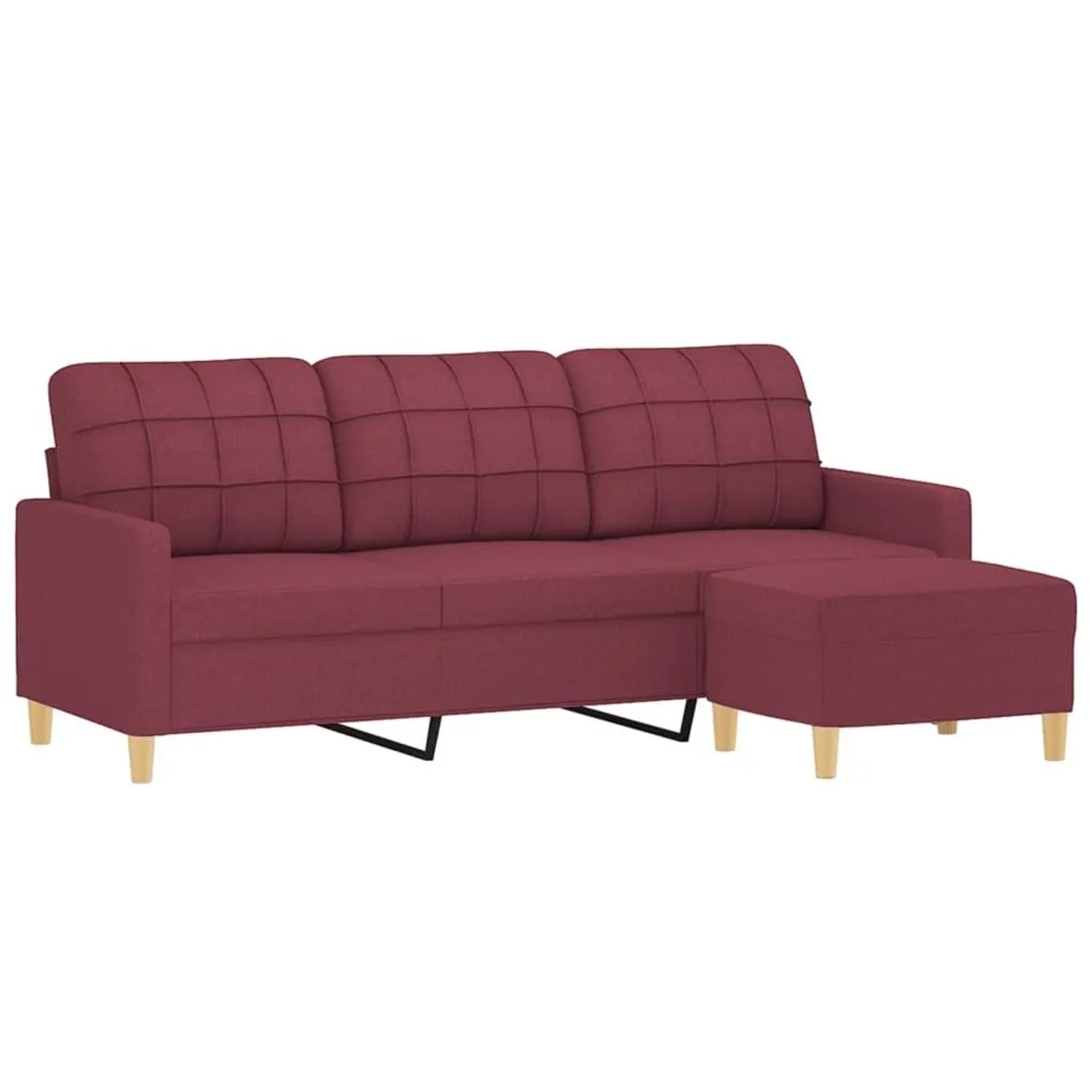 vidaXL 3-Sitzer-Sofa mit Hocker Weinrot 180 cm Stoff 3201007