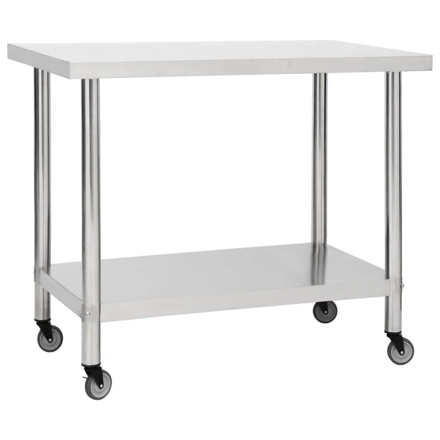 DELUKE Edelstahl Arbeitstisch Mit Rollen BEWO 80x60x85cm Gastro-Tischwagen Arbeitsfläche Gastro-Küchentisch Servierwagen Mobil