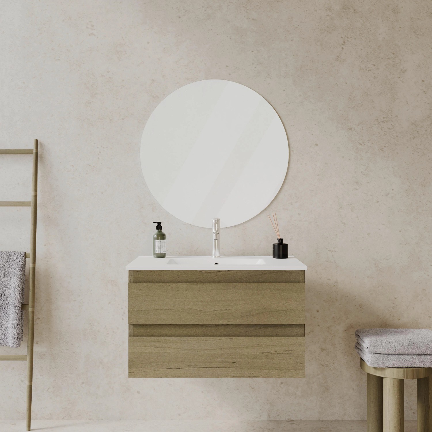 Bessagi Home Badezimmer Leona Eichefarben 3-teilig