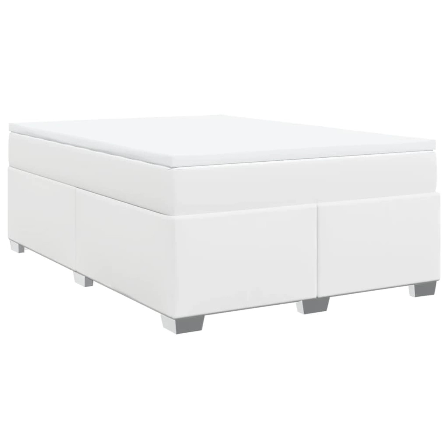 vidaXL Boxspringbett mit Matratze Weiß 160x200 cm Kunstleder 3285218 günstig online kaufen