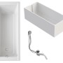 Ottofond Körperformwanne-Set, 180x80 cm, Weiß, mit Wannenträger und Ab- und Überlaufgarnitur.