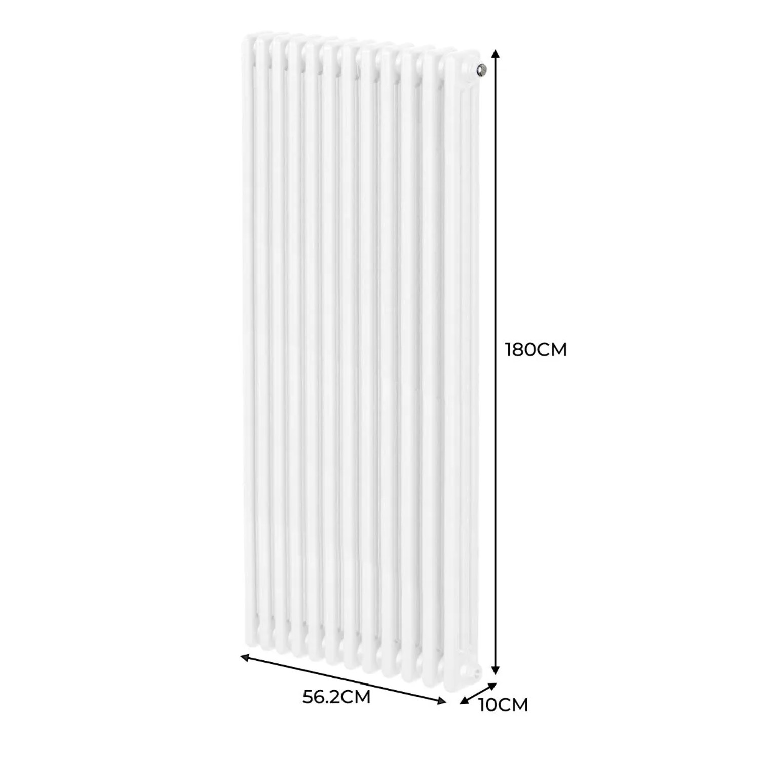 Weißer 3-Säulen Heizkörper, 1800x562mm, traditionelles Design für effiziente Wärme.