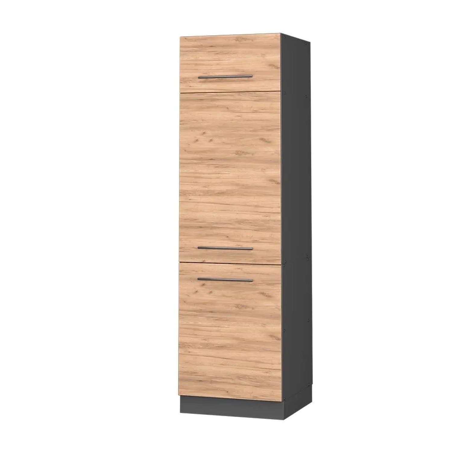 Vicco Kühlumbauschrank Fame-Line Hochschrank für die Küche Goldkraft Eiche Anthrazit 60 cm