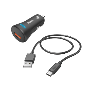 Hama Auto-Schnellladegerät mit USB-C Kabel, 19,5W, schwarz. Ladegerät und Kabel für Hausautomation.