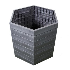 Graues Garantia Ergo Wood Kunststoff-Hochbeet, Ø 110 cm, mit Holzstruktur.