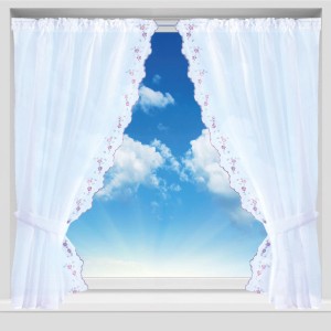 Arsvita Gardinenset mit Blumenmuster, 4-teilig, für die Küche, 140x120 cm.