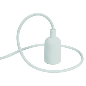 Weißes Lampen-Textilkabel mit Fassung (1,4 m) für DIY-Lampen im Retro-Look.