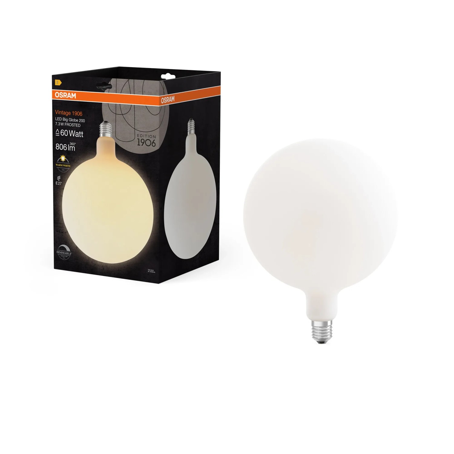 Osram LED-Lampe E27 Globeform G200 7.3 W 2.700 K 26 cm x Ø 20 cm
