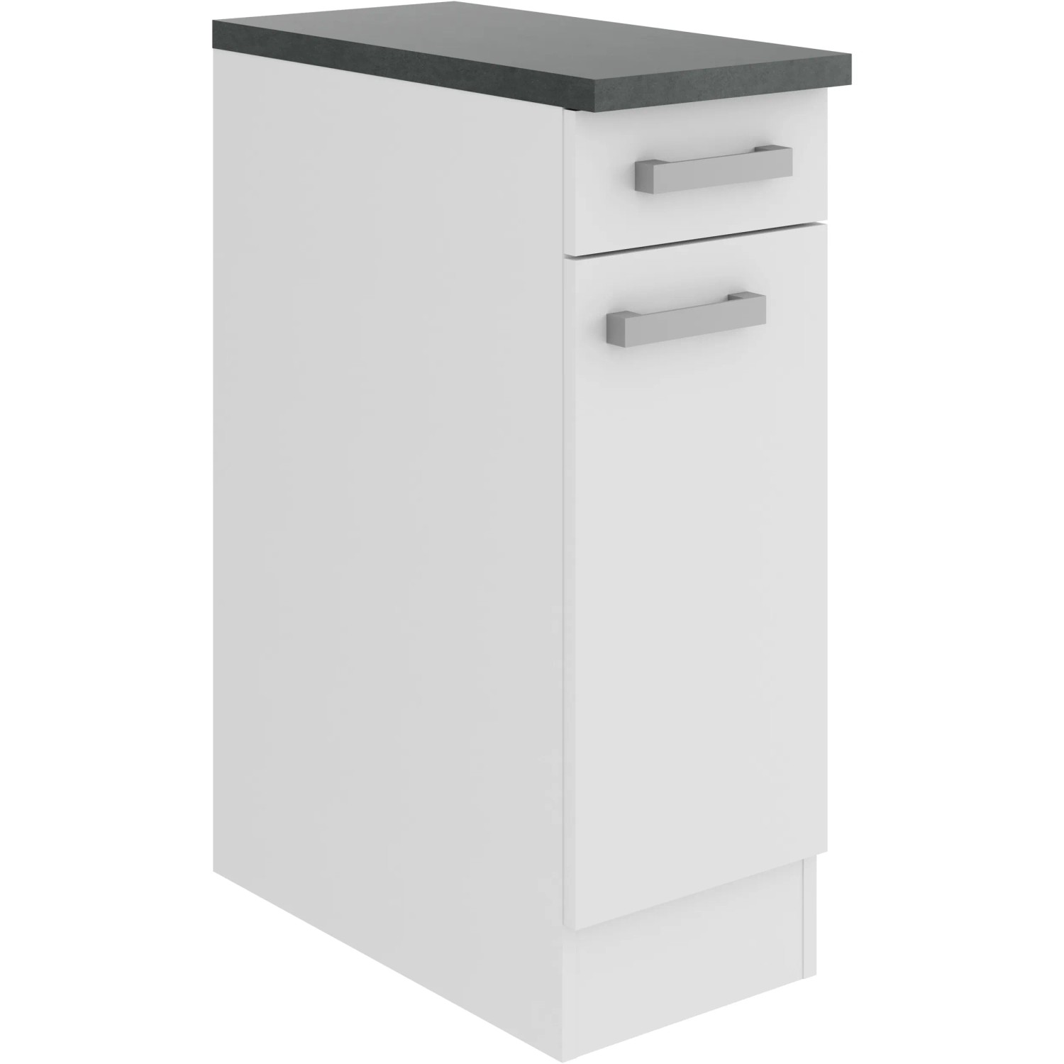 OPTIFIT Oslo214 Küchenunterschrank, 30 cm breit, Feinstruktur Weiß mit Schublade und Tür.