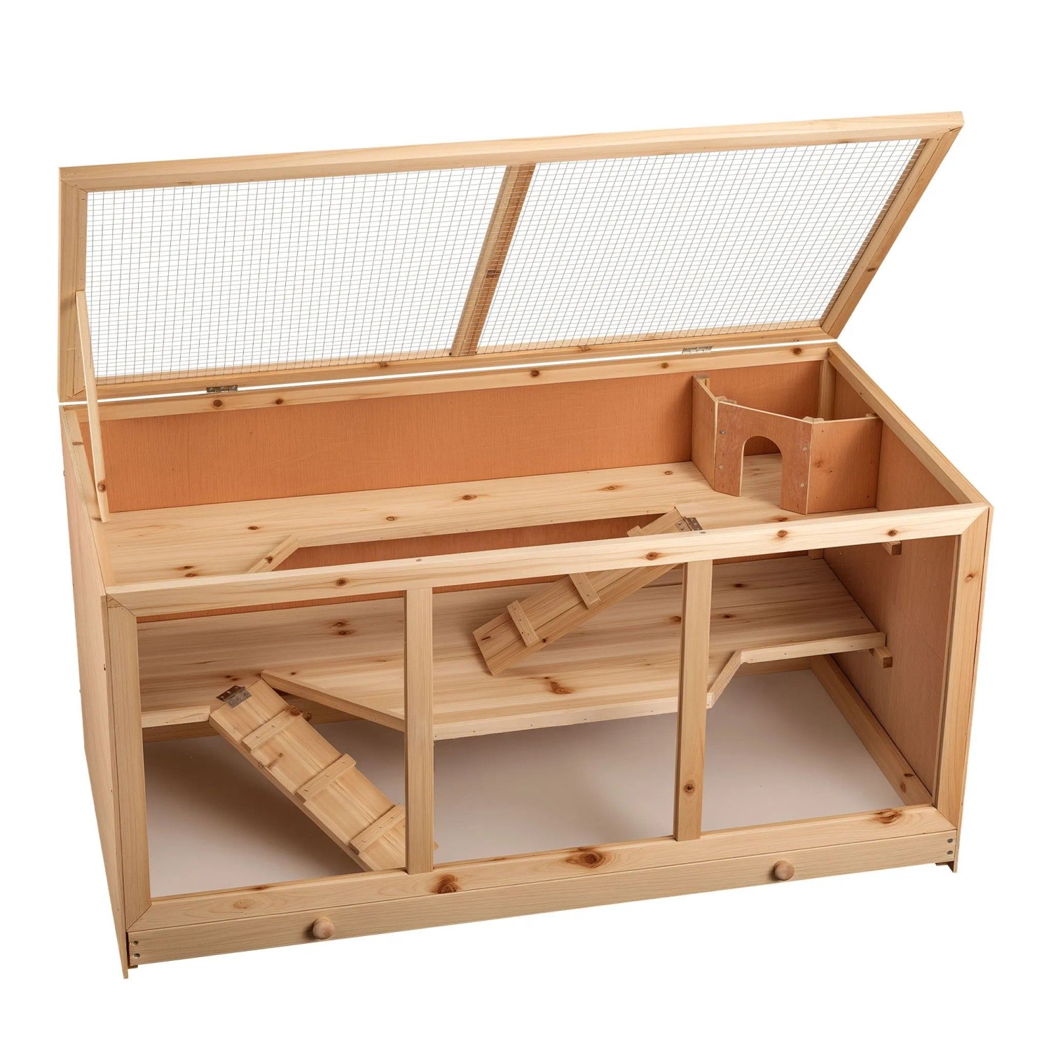 Wiltec XXL Nagerkäfig 1150x600x580mm Holz Hamsterkäfig Mäusekäfig Kleintierhaus