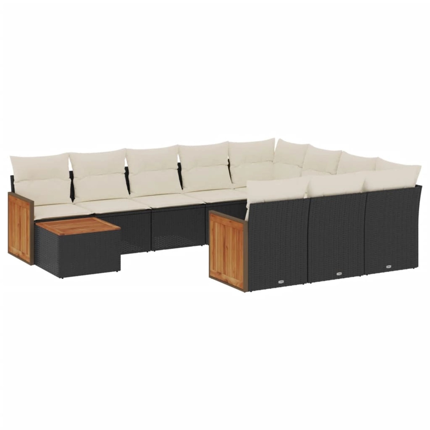 vidaXL 11-Tlg Garten-Sofagarnitur mit Kissen Schwarz Poly Rattan 3228044