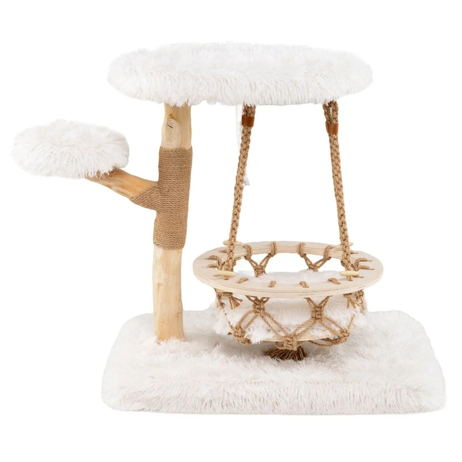 Costway Katzenmöbel Kletterturm Kratzbaum Holz Natur & Weiß 66 cm