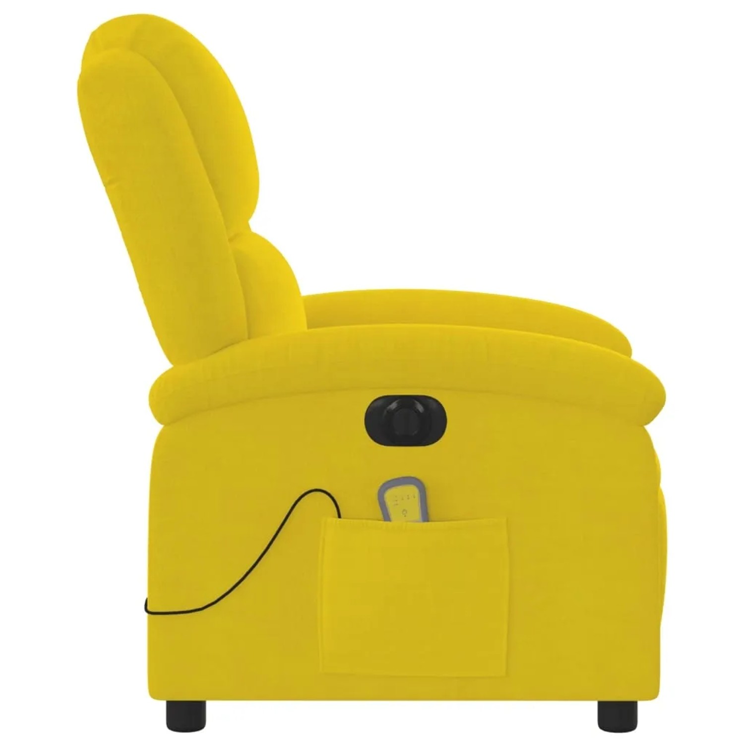 Gelber vidaXL Massagesessel elektrisch mit Samtbezug, Seitenansicht.