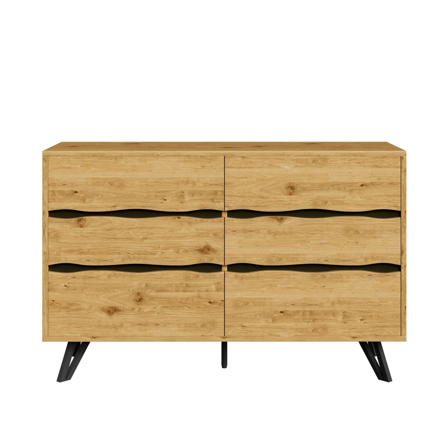 Okwish Sideboard Mit 6 Schubladen Metallfüßen Stauraum 120x40x75cm Natur