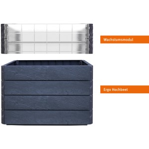 Garantia Ergo Quadro Turbo L 75 Stone Hochbeet aus Kunststoff mit Wachstumsmodul.