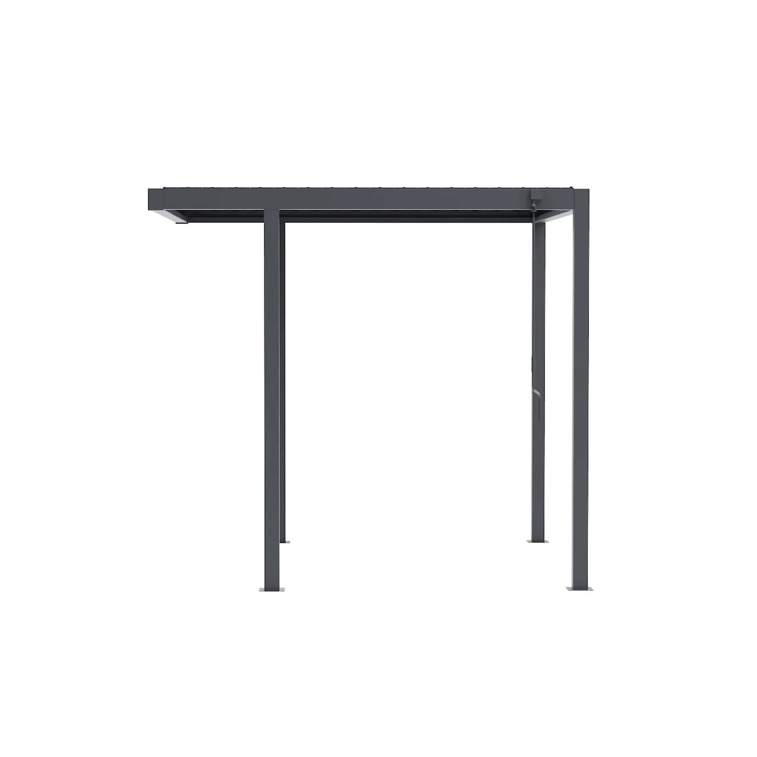 Anthrazitfarbene MWH BBQ Pergola O88, 2,5x2,5m, mit verstellbarem Lamellendach für Garten und Sonnenschutz.