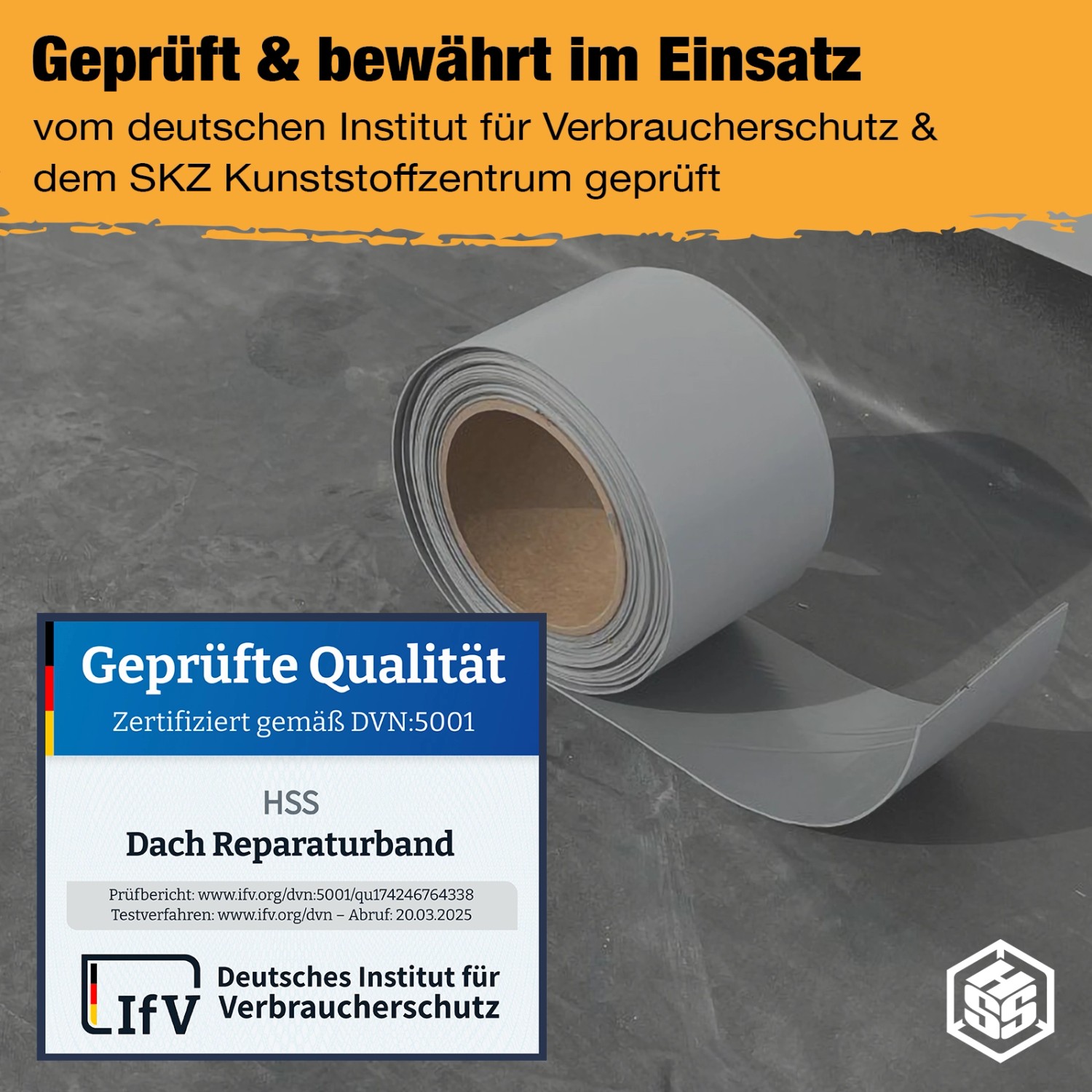 HSS Dach Reparaturband Grau 15 cm x 2,5 m_7