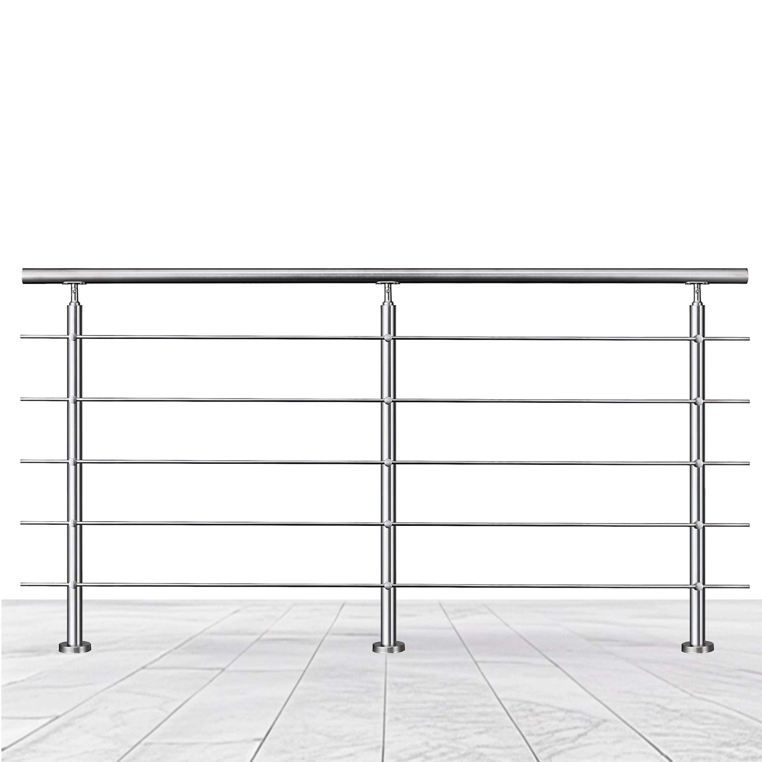 Duschparadies Edelstahl Geländer 240 cm mit 5 Querstäben für Innen und Auße günstig online kaufen