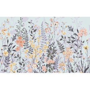 Komar Fototapete Chic Conservato mit floralem Muster in zarten Farben.