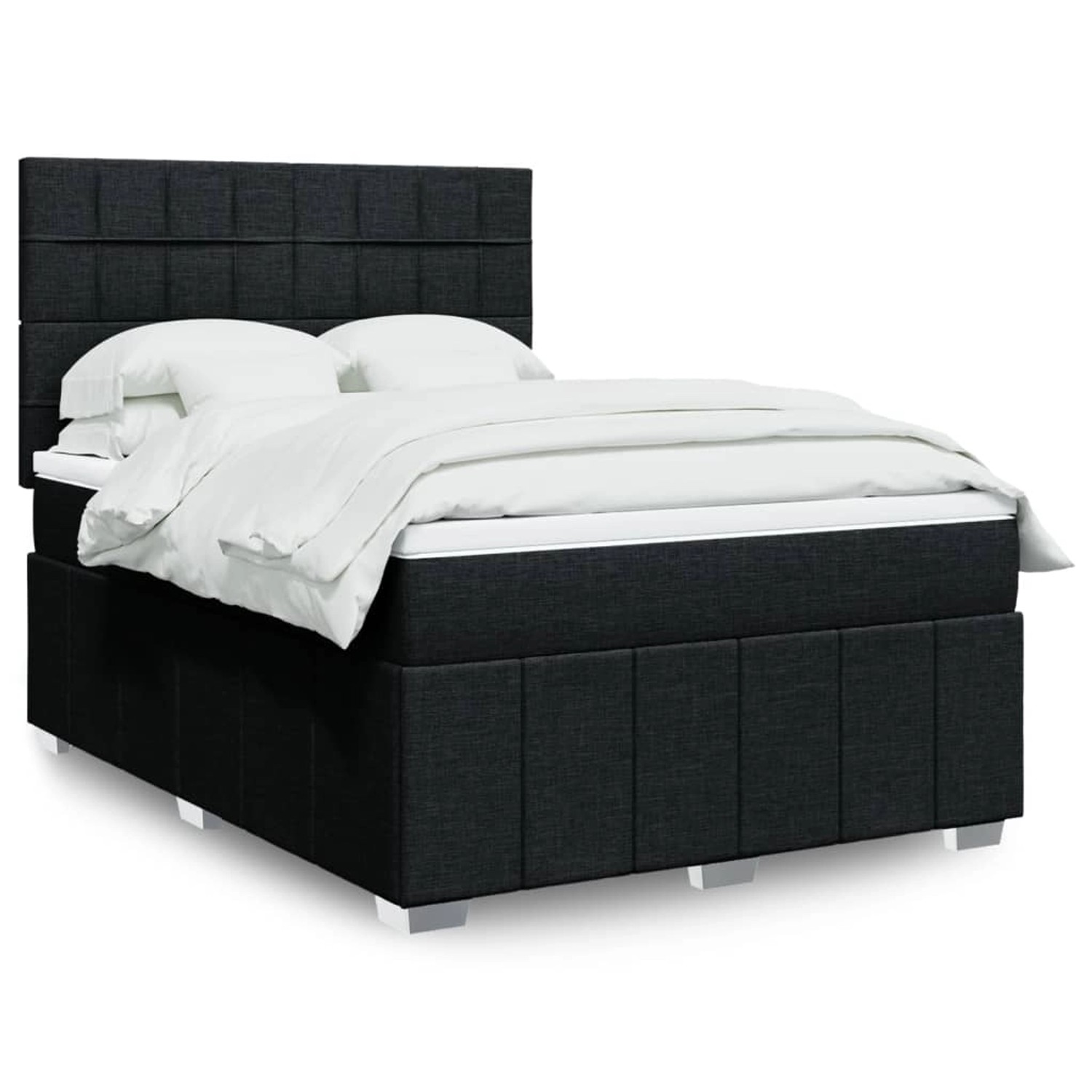 vidaXL Boxspringbett mit Matratze Schwarz 160x200 cm Stoff 3294021 günstig online kaufen