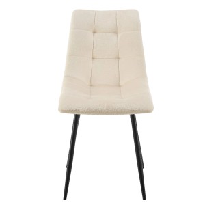 Juskys Esszimmerstuhl Blanca, 8er Set, beige Samt, schwarze Stahlbeine, Frontansicht.