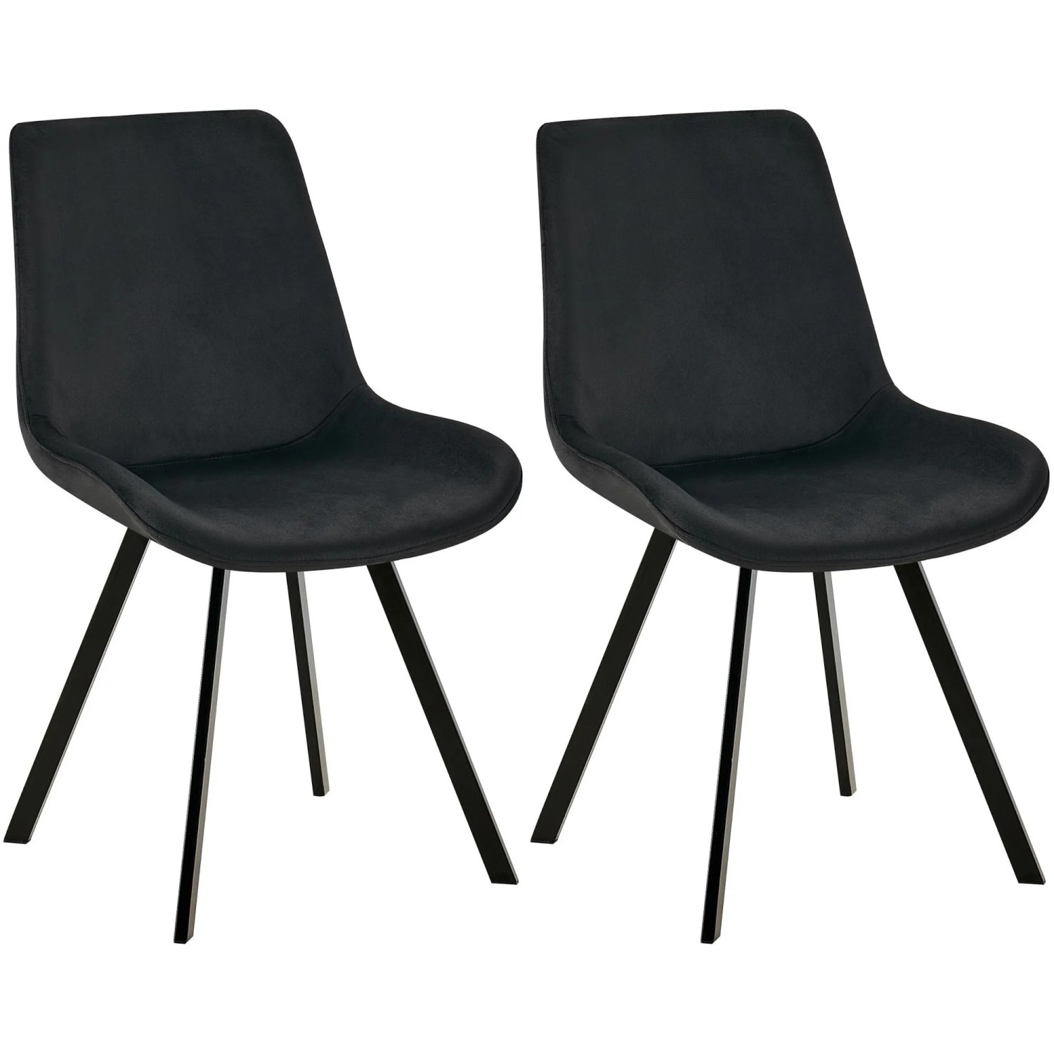 DELUKE 2er Set Esszimmerstuhl LOVER Samt Schwarz 53x59x89cm Essstühle Esszimmerstühle Küchenstühle Wohnzimmerstühle