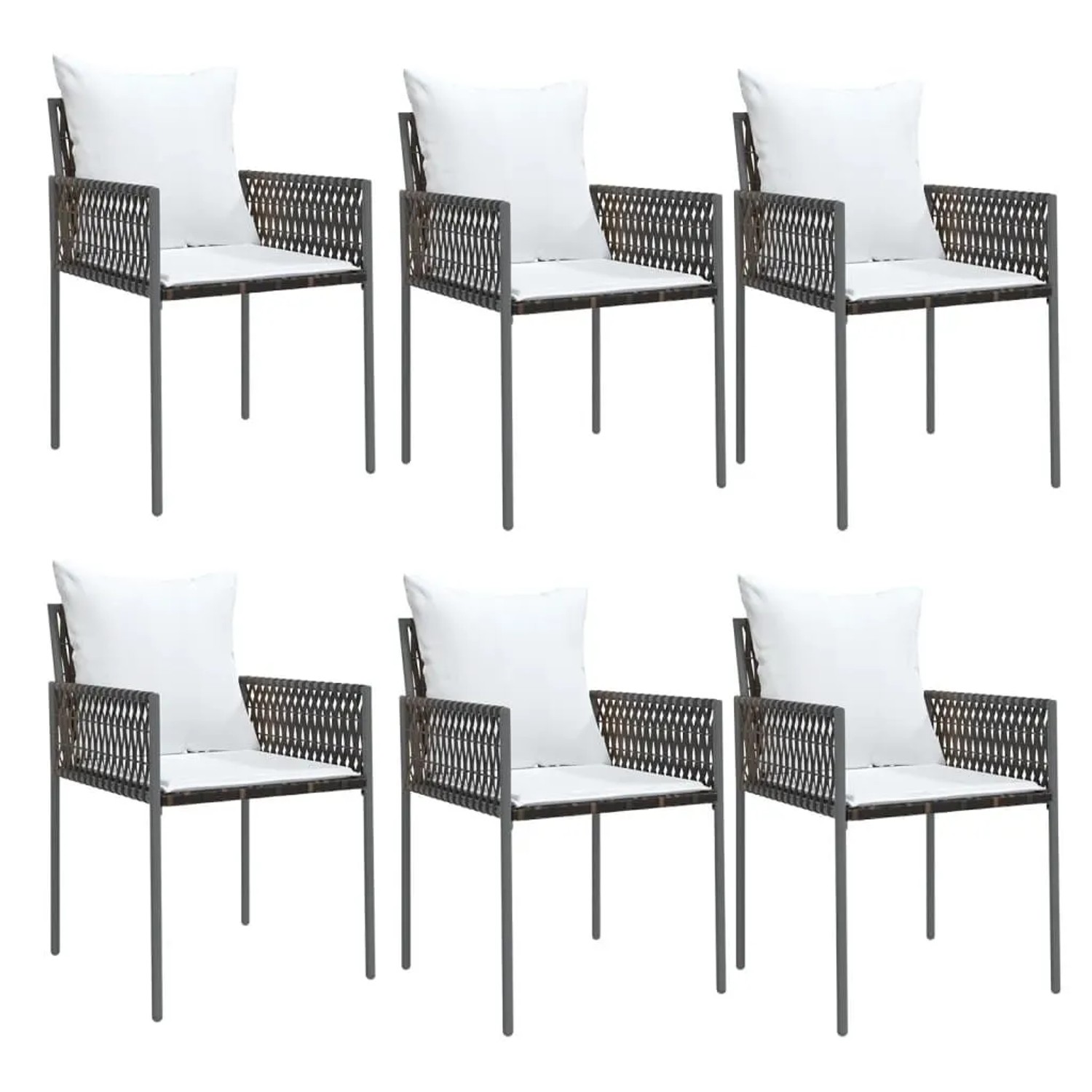 Furnicato Gartenstühle Mit Kissen 6 Stk Braun 54x61x83 Cm Poly Rattan