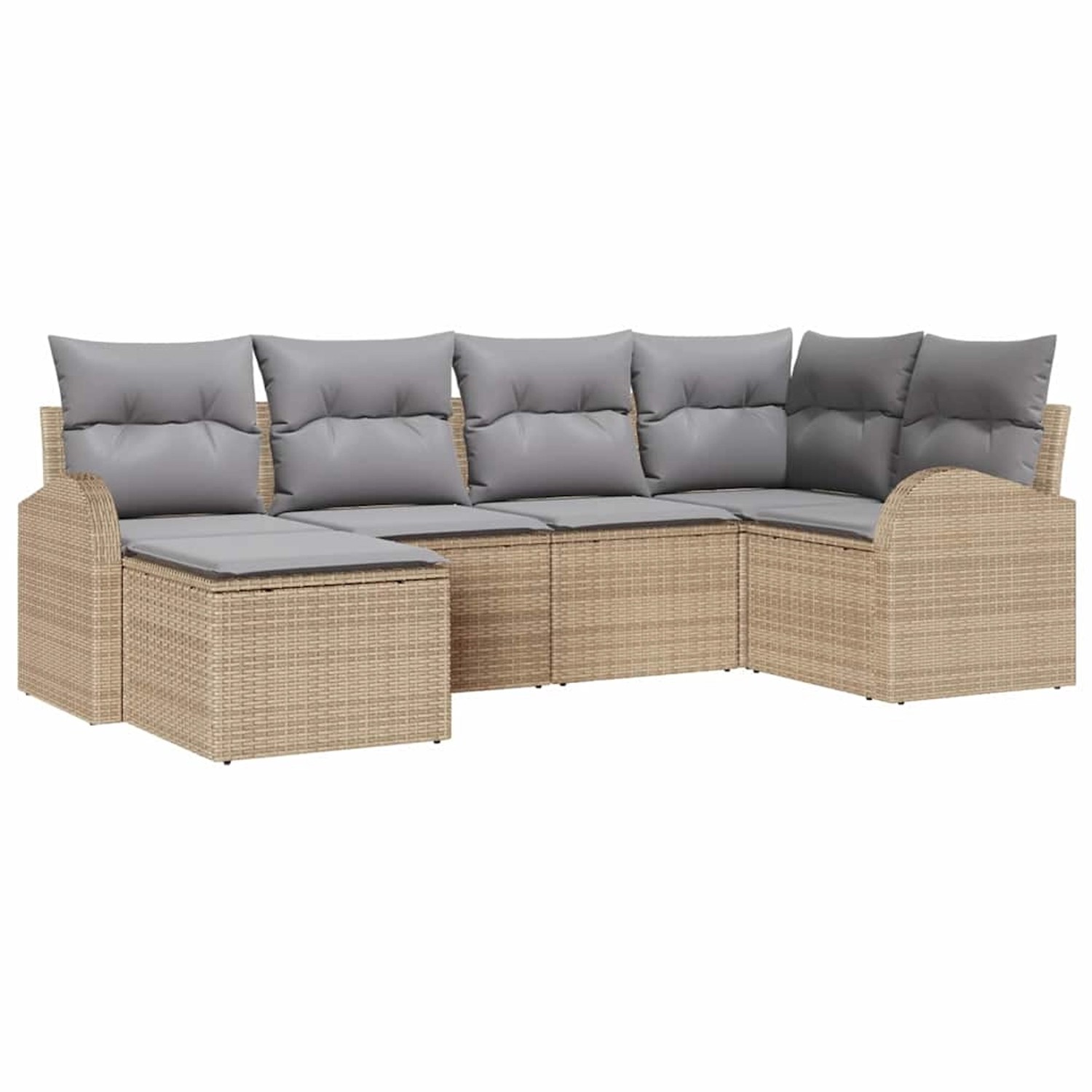 vidaXL Garten-Sofa-Set mit Kissen 6-Tlg Beige Hellgrau Poly Rattan 3354779 günstig online kaufen